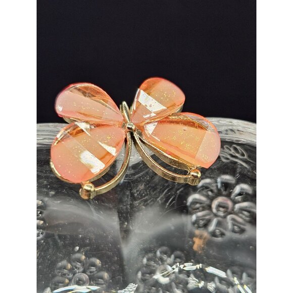 Boho Oleg Cassini Crystal Trinket Candy Dish With Applied Faux Jewel Butterfly - Picture 8 of 9